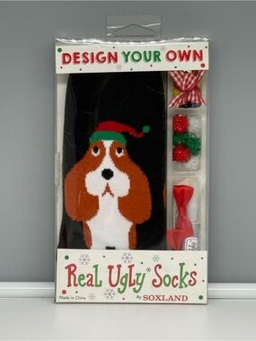 Soxland "Design Your Own Real Ugly Socks" kit featuring a Basset Hound dog chara